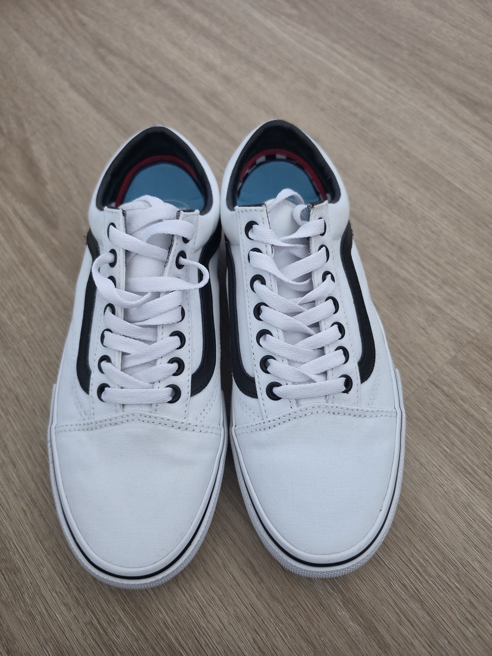 Vans White and Black Low-Top Canvas Sneakers